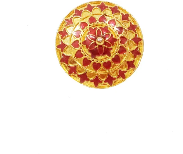 (Pack_Of_2)_Assamese_Traditional_Gold_Plated_Red_Meenakari_Finger_Ring_For_Girls_&_Women